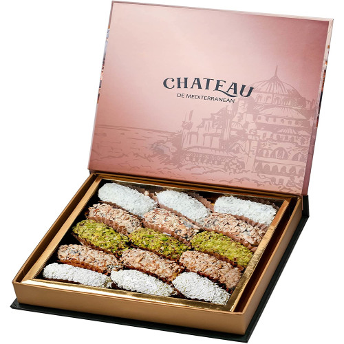 Medjool Dates Filled with Almonds, Coated in White Chocolate and Variety of Nuts 500g Gift Box Medjool Dates Filled with Almonds, Coated in White Chocolate and Variety of Nuts 500g Gift Box