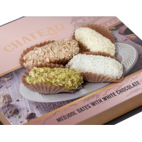 Medjool Dates Filled with Almonds, Coated in White Chocolate and Variety of Nuts 500g Gift Box Medjool Dates Filled with Almonds, Coated in White Chocolate and Variety of Nuts 500g Gift Box