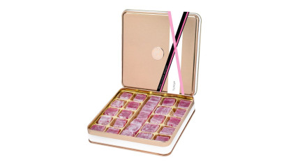 Rose Turkish Delight Flavour Lokum, Dessert Gourmet Gift Box Tin, 500g, Approx 26 pieces, Chateau De Mediterranean