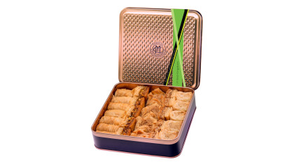 VEGAN Assorted Baklawa Baklava |Tin Metal Box |500g | Chateau de Mediterranean